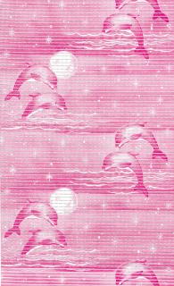 Aquamat 457 - pěnová předložka - delfíni, měsíc ks Barva: růžová, šíře: 65 cm x 100 cm