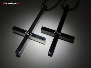 Náhrdelník - Obrácený Kříž 666 - ball chain - 316L