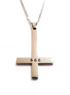 Náhrdelník - Obrácený kříž - 666 - Silver - 316L