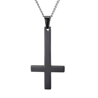 Náhrdelník - Obrácený kříž - Antichrist - Black - 316L