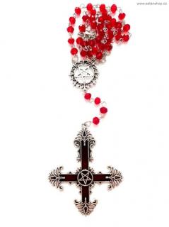 Satanic Rosary - Pentagram Cross - Red