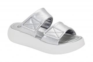 Scholl BOCA 2 STRAPS - dámské pantofle na zvýšené platformě barva stříbrná Velikost: 39