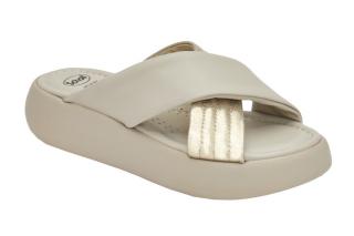 Scholl BOCA CROSS - dámské pantofle na zvýšené platformě barva platinová Velikost: 38