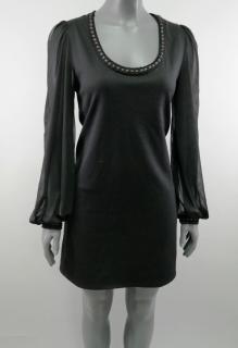 Černé šaty s šifonovými rukávy vel. 38