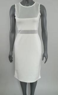 Krémově bílé přiléhavé šaty s průhlednou vsadkou vel. XL