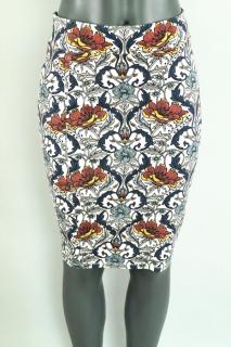 Květovaná pouzdrová úpletová sukně AMISU vel. 36