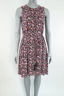 Květované šaty bez rukávů s páskem comma, vel. 40