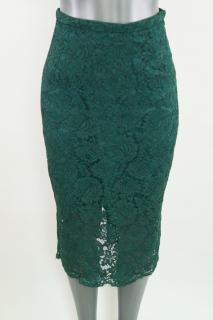 Lahvově zelená krajková sukně H&amp;M vel. 38