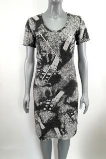 Úpletové vzorované šaty s krátkým rukávem - PRSA 92-96 CM