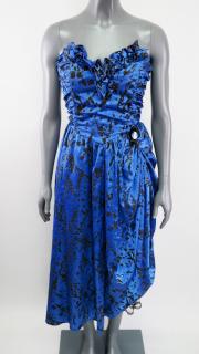 Vintage modré korzetové šaty s třpytkami Gina Bacconi vel. 42