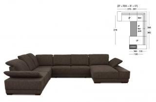 sedací souprava NELA 2P-ROH-2F-OT 275-281 x 356-362 x 163-170 cm U