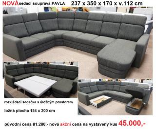 sedací souprava PAVLA rozkládací s UP 237x350x170 U PRODEJNA