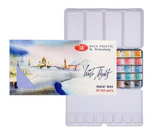 Akvarelové barvy - White Night 35 ks plechová kazeta