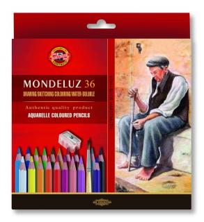 Akvarelové pastelky ART-SET Mondeluz 36 ks + ořezávátko + 2 štětce