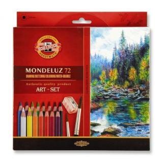 Akvarelové pastelky ART-SET Mondeluz 72 ks + 2 ořezávátka + 3 štětce