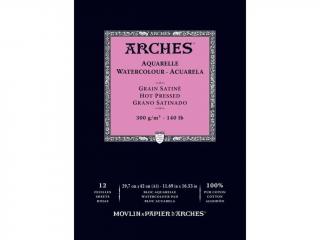 Akvarelový blok Arches - 300g/m²  - růžový hot pressed Velikost: 29,7 x 42 cm