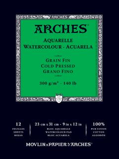 Akvarelový blok Arches - 300g/m² zelený cold pressed Velikost: 14,8 x 21cm