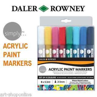 Daler-Rowney Acrylic Marker set S - Sady akrylových fixů 2-3mm Bílá: white, černá: black, červená: red, modrá: blue, modrá světlá: blue light, růžová:…