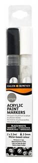 Daler-Rowney Acrylic Markers - Akrylové fixy 2-3mm Bílá: white, černá: black