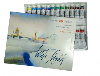 Sada profesionálních akvarelových barev White nights v tubě - 24 ks