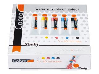 Startovací sada Cobra Study 5 x 40 ml - H2Oil - vodouředitelné olejové barvy