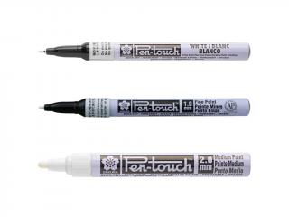 Umělecký popisovač SAKURA Pen-Touch - BÍLÝ 0,7mm 1 mm 2 mm Velikost: 0,7 mm