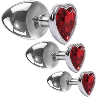 Adam and Eve Three Hearts Gem Anal Plug Set análních šperků