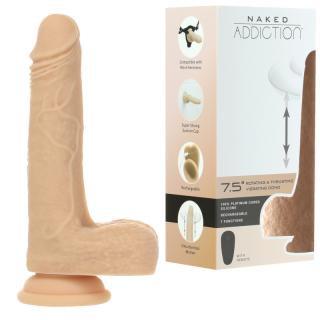 Naked Addiction 7.5&quot; Rotating &amp; Thrusting Vibrating Dong with Remote Skin