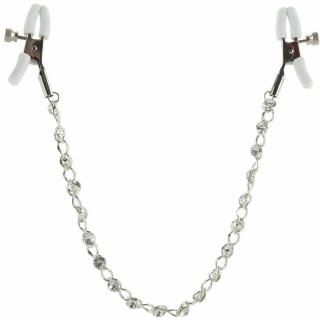 Skřipce na bradavky s kamínky CalExotic silver Crystal Chain Nipple Clamps