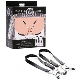 Skřipce na klitoris Master Series Spread Labia Spreader Straps with Clamp