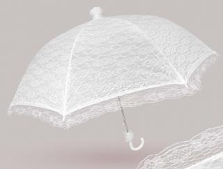 Bílý svatební  deštník krajkový