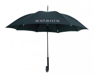 Dámský holový deštník černý ASLANIS s kovovými  doplňky