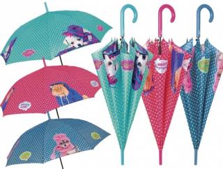 Dámský holový deštník Psi, kočky puntíkaté Barvy: Růžová
