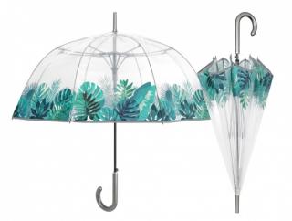 Dámský průhledný deštník PVC se vzorem  Listy