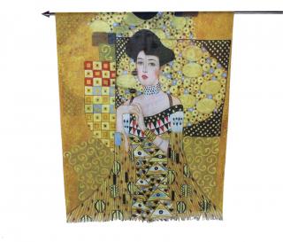 Dámský šátek Obraz- Gustav Klimt - Dáma ve zlatém, bavlna