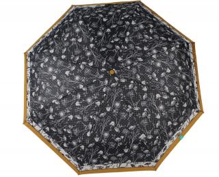 Dámský skládací deštník  manuální květinový Barvy: Černá