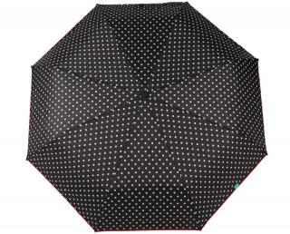 Dámský skládací deštník  manuální puntíkový, Perletti Barvy: Černá