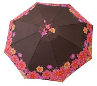 Dámský skládací deštník mini Růže po okraji, hnědý