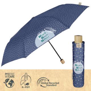 Dámský skládací manuální ekologický deštník puntíkový Barvy: Modrá