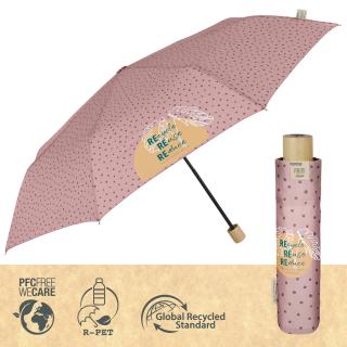 Dámský skládací manuální ekologický deštník puntíkový Barvy: Růžová
