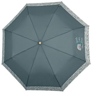 Dámský skládací vystřelovací ekologický deštník jednobarevný s listovou bordurou Barvy: Zelená