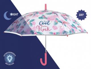 Dětský  deštník růžový s reflexním proužkem