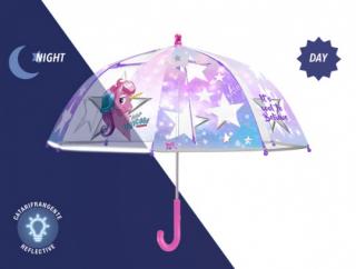 Dětský průhledný deštník unicorno - Jednorožec s reflexním proužkem