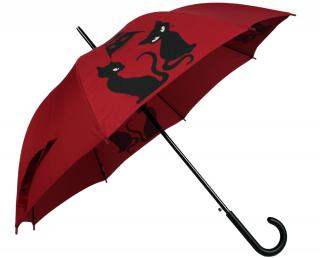 Luxusní dámský holový deštník H.DUE.O- Black Cat, vínová