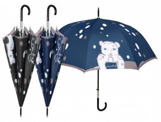 Luxusní dámský holový deštník Perletti - Maison, Medvídek klasik Barvy: Černá