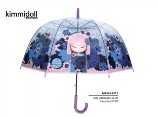 Luxusní průhledný deštník PVC s panenkou KIMMIDOLL modrý