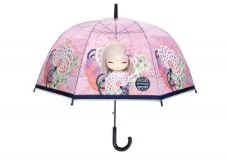 Luxusní průhledný deštník PVC s panenkou KIMMIDOLL