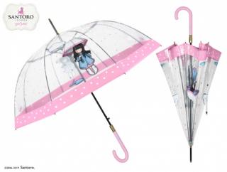 Luxusní průhledný deštník PVC Santoro s panenkou Gorjuss