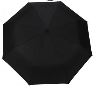 Pánský skládací vystřelovací deštník černý s rovnou dřevěnou rukojetí