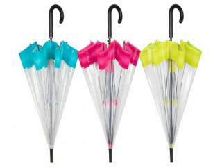 Průhledný deštník jednobarevný  s pruhem 2 Barvy: Žlutá